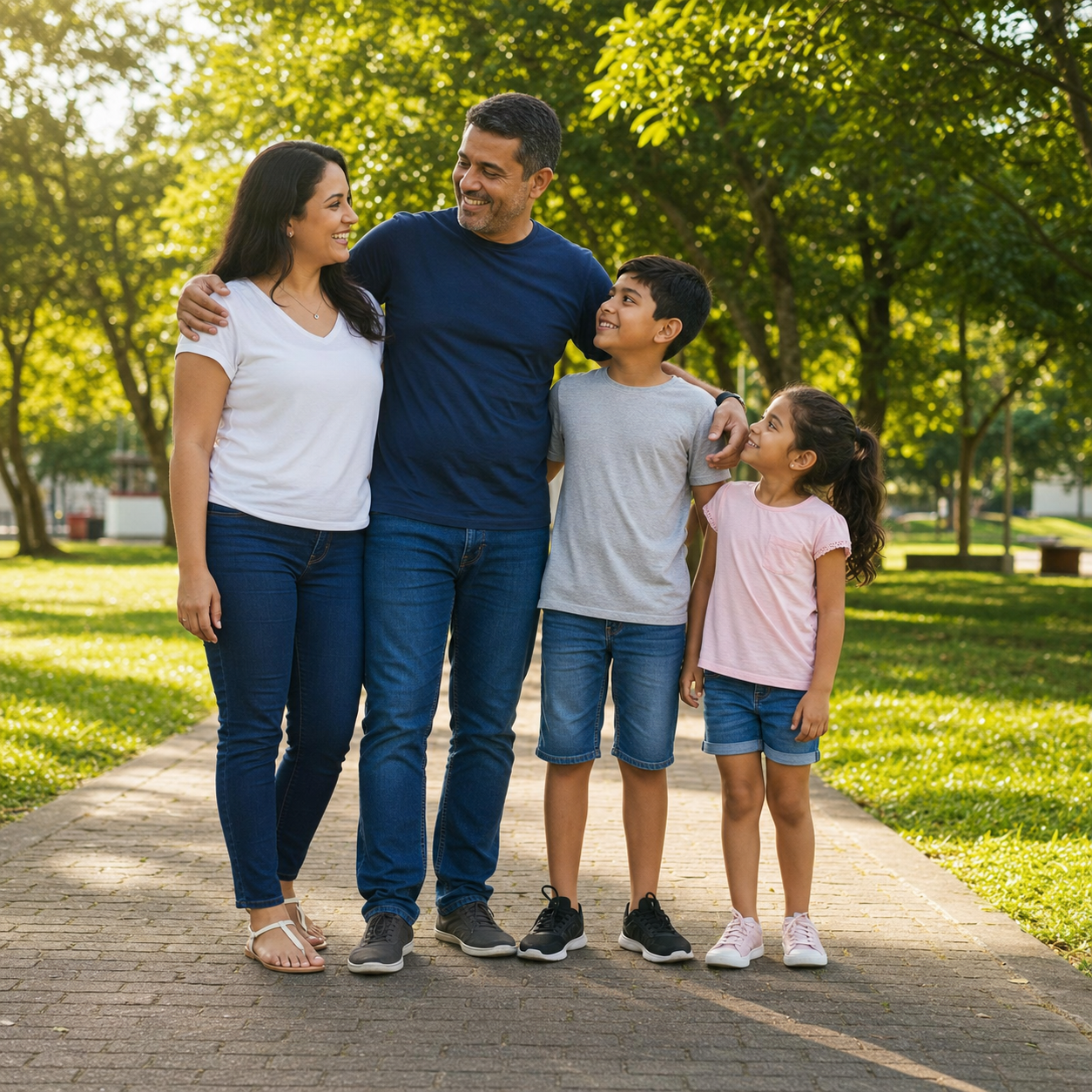 Família de servidor público sorrindo